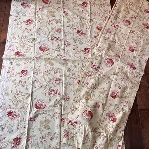 Floral Cream and Red curtain panels